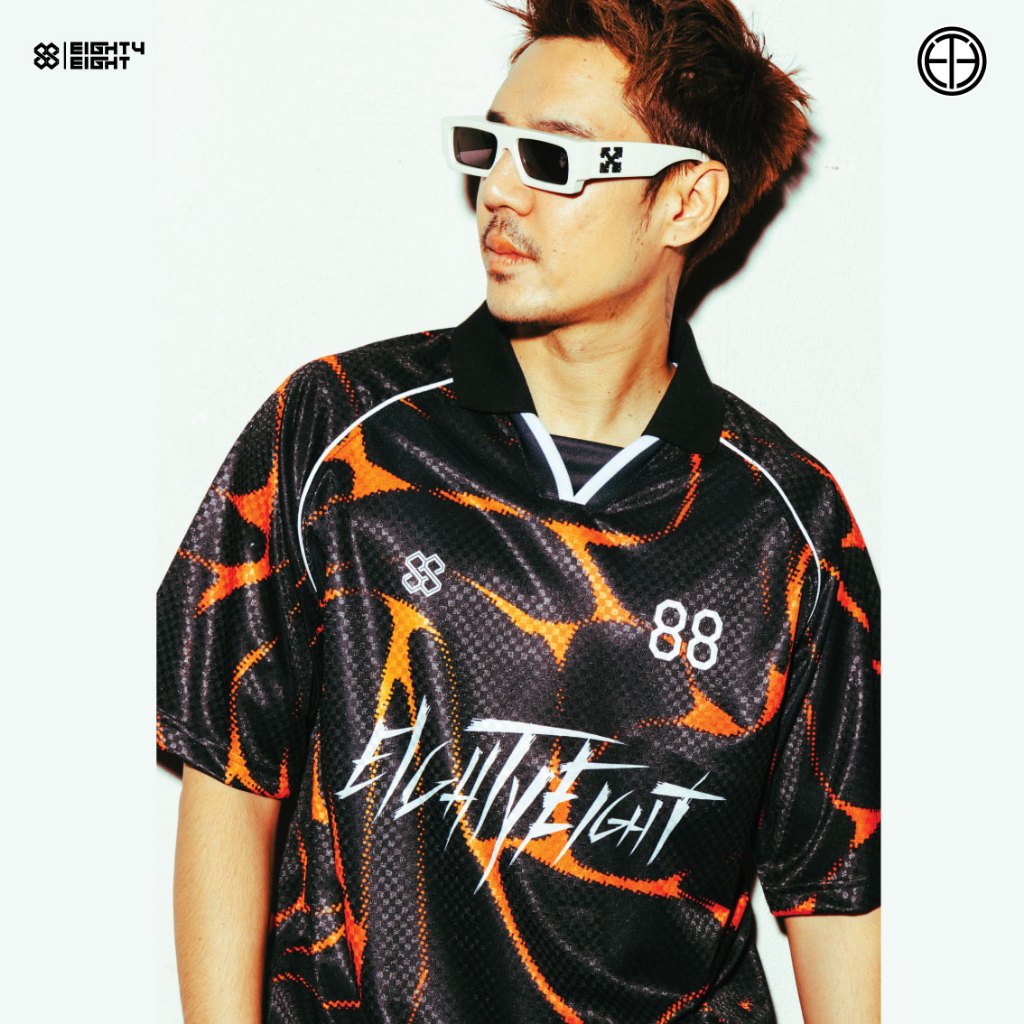 EightyEight Sport เสื้อบอลวินเทจ โอเวอร์ไซส์ คอปก ทรงสตรีท แขนสั้น ลายเรียบสไตล์ยุค 90 รุ่น OS 020