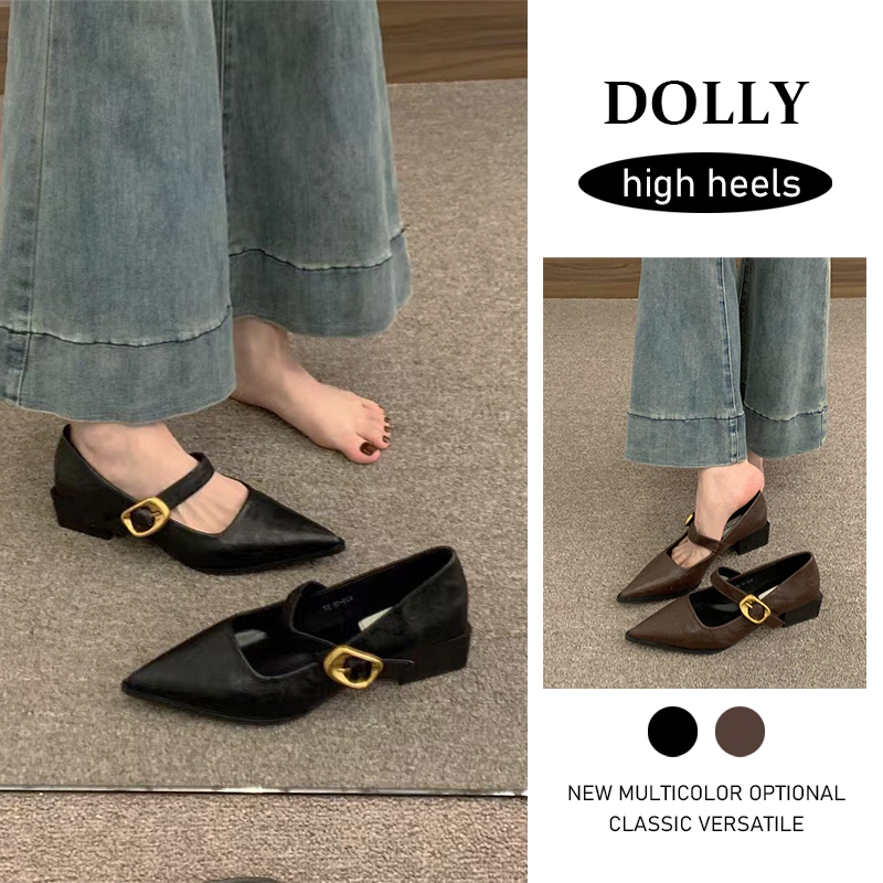 Dolly รองเท้าส้นสูง แบบปิดหน้า สไตล์แมรีจิน ฝรั่งเศส ดูหรู ใส่ทำงาน 2 นิ้ว สวยเนี้ยบ เก๋ทุกวัน
