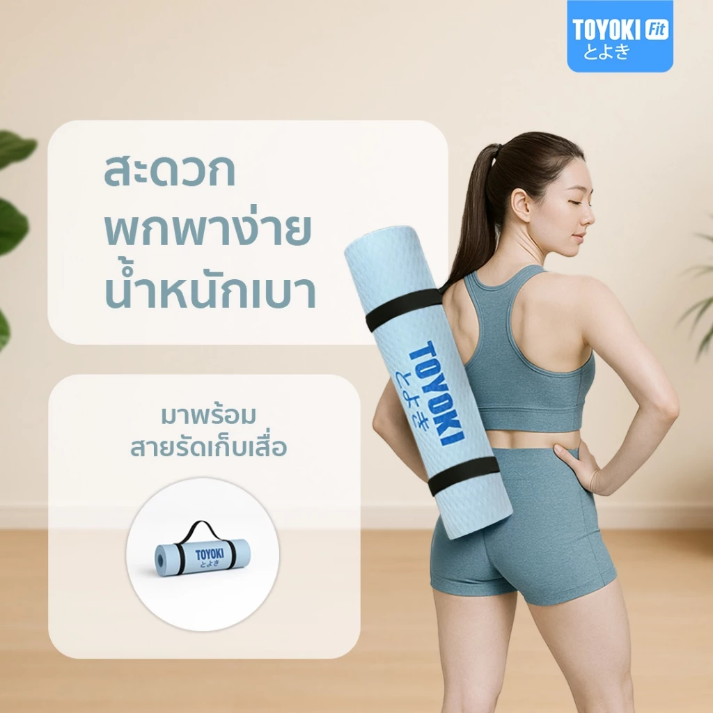 Toyoki Yoga Mat เสื่อโยคะพรีเมียม Dual Color กันลื่น thumbnail 6