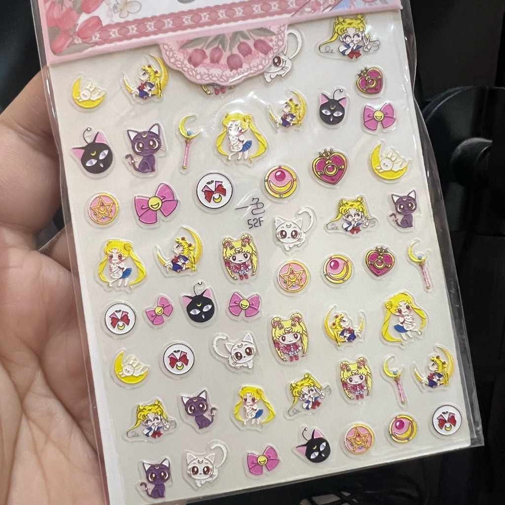 💫สติ๊กเกอร์เซเลอร์มูน ลายนูน ติดเล็บ⚚ 🐈‍⬛🐈🌙