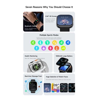 【อายุการใช้งานแบตเตอรี่ 60 วัน】MAIMEITE Watch6 Pro 2.3" AMOLED GPS IP68 1000mAh สมาร์ทวอทช์ รองรับภาษาไทย ฟังก์ชั่นไฟฉาย