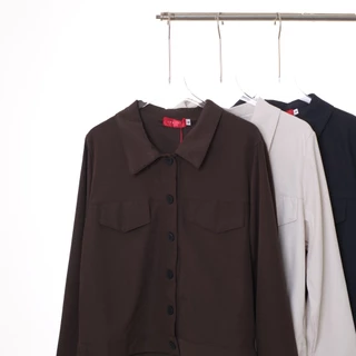 Lawyer Store I [727334] เสื้อคอปกแขนยาว แต่งกระเป๋าหลอก ส่เป็นเสื้อคลุมก็ได้ หรือใส่ตัวเดียวก็ได้ เสื้อคลุม เสื้อผู้หญิง
