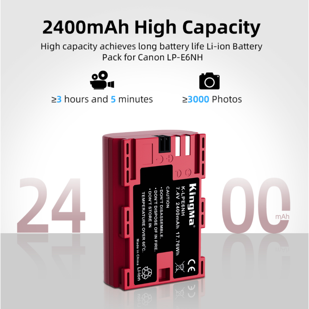 Kingma แบตเตอรี่สำหรับ Canon LP-E6NH ความจุสูง 2400mAh รูปที่ 8