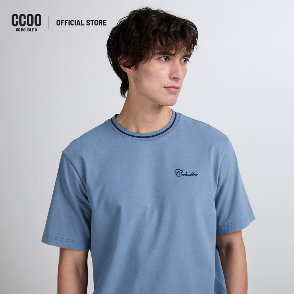 CC DOUBLE O CONTRAST RIB RELAXED FIT TEE ผู้ชาย เสื้อยืดรีแลกซ์คอริบตัดสี รุ่น O26WGMA084 (AW26 #P3)