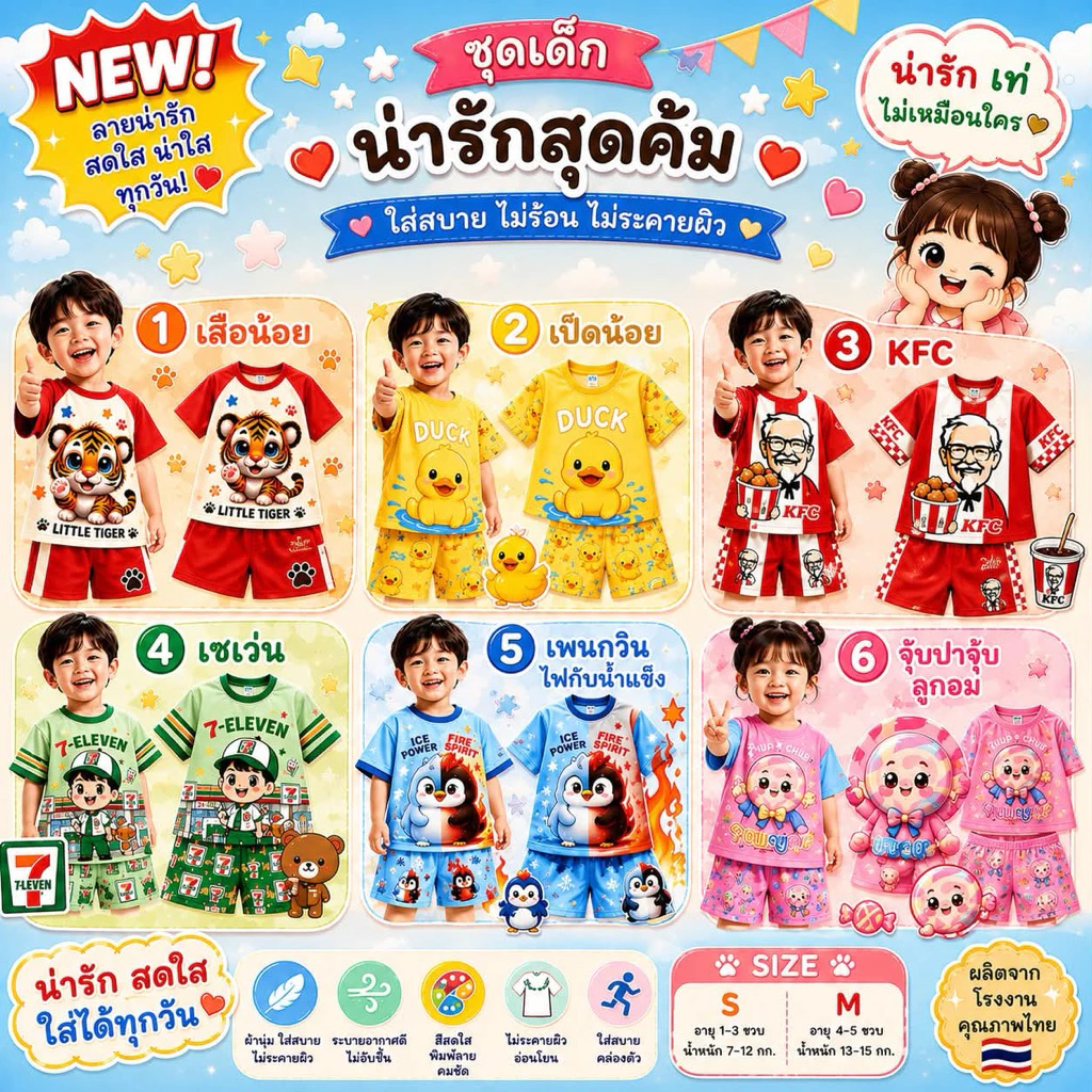 ชุดเด็ก สกีนหน้าหลัง เสื้อกางเกง ส่งจากไทย thumbnail 5