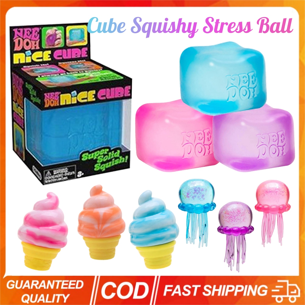 NeeDoh Nice Cube ของเล่นบีบคลายเครียดรูปทรงลูกบาศก์ นุ่มนิ่ม สกุชชี ความเครียดและความวิตกกังวล สําหรับเด็กผู้ใหญ่