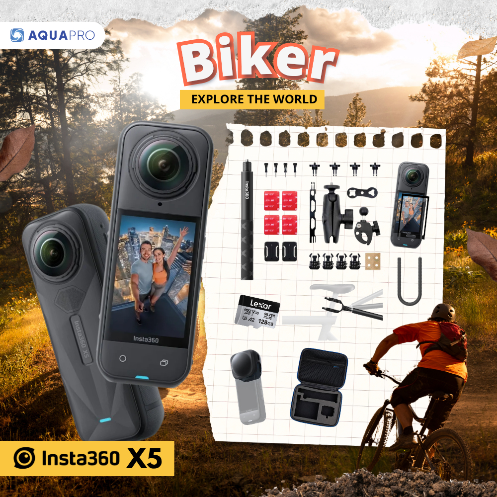 Insta360 X5 Biker ประกันศูนย์ไทย Insta360 X5 Action Camera 8K 360 Action Cam By AquaproThailand