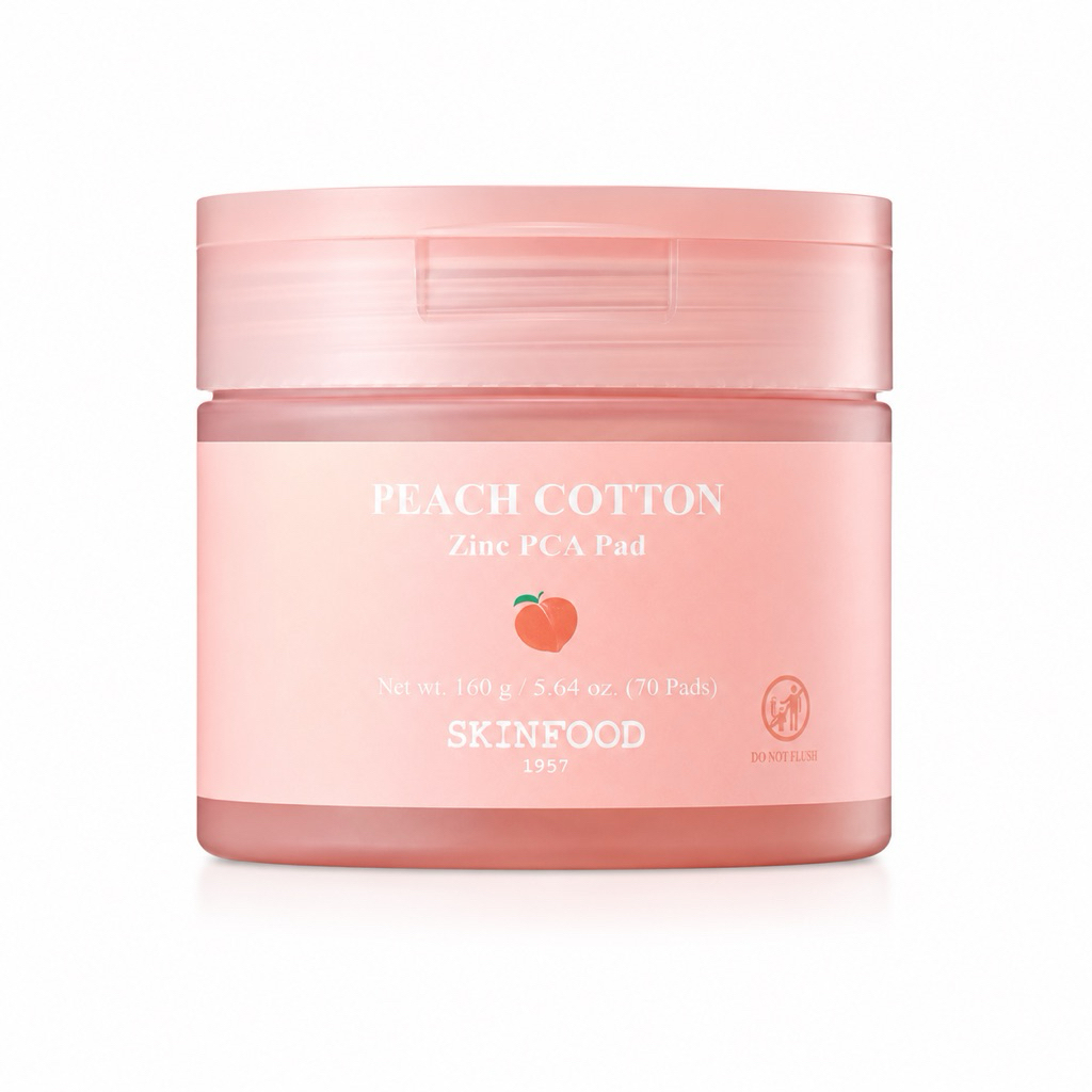 SKINFOOD แผ่นโทนเนอร์ พีช คอตตอน สูตร Zinc PCA ขนาด 160g (70 แผ่น)