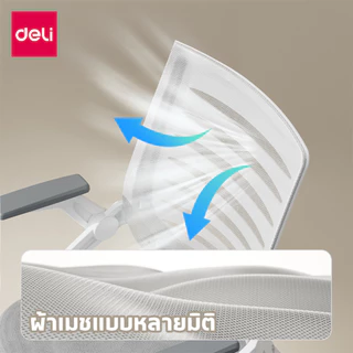 Deli เก้าอี้สำนักงาน เก้าอี้ทำงาน ที่นั่งเพื่อสุขภาพ ปรับความสูงได้ อุปกรณ์สำนักงาน Office Chair