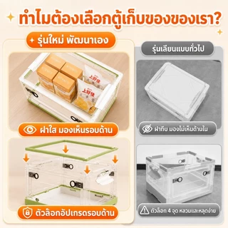 TD กล่องใส่เสื้อผ้าพับได้ กล่องพลาสติก PP มีซ้อนได้ 120L มีล้อเลื่อน ป้องกันฝุ่นและ เปิดได้ 5 ด้าน