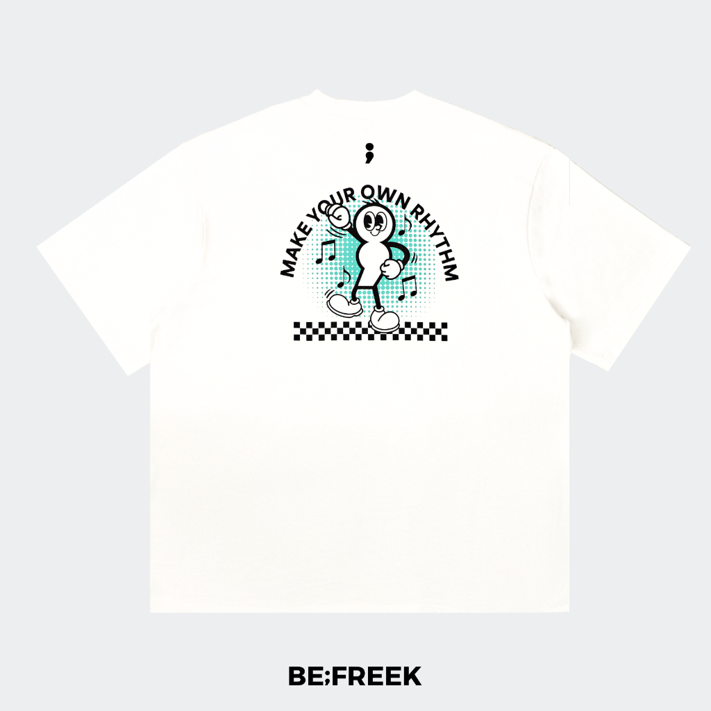BE;FREEK เสื้อยืดสกรีนลาย SEMICOLON MASCOT II ทรง ORIGINAL สีขาว SEMICOLON MASCOT II ORIGINAL WHITE T-SHIRT