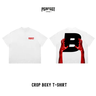 (ลายใหม่)เสื้อยืดครอป ทรงBoxy T-shirt คอฟิตเนื้อผ้า Cotton 100% - PERFECTBRAND.02