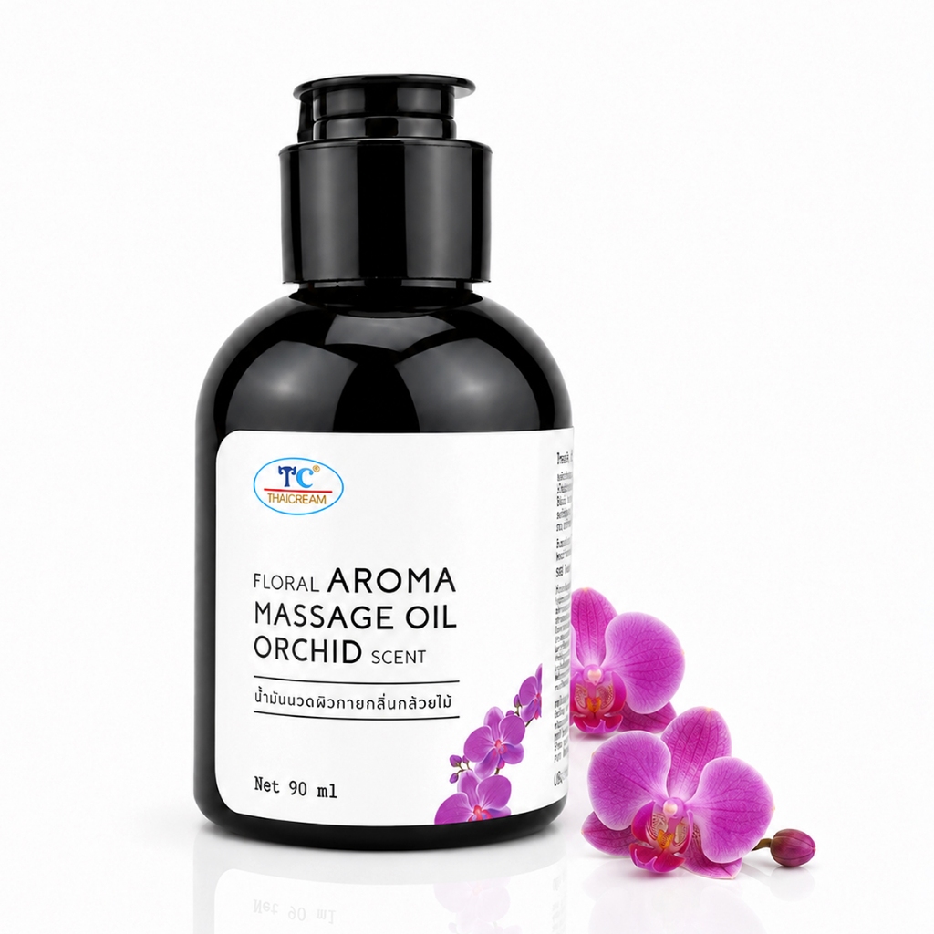 Thaicream น้ำมันนวดสปา น้ำมันนวดตัว กลิ่น กล้วยไม้ ไทยครีม Floral Aroma Massage Oil Orchid Scent