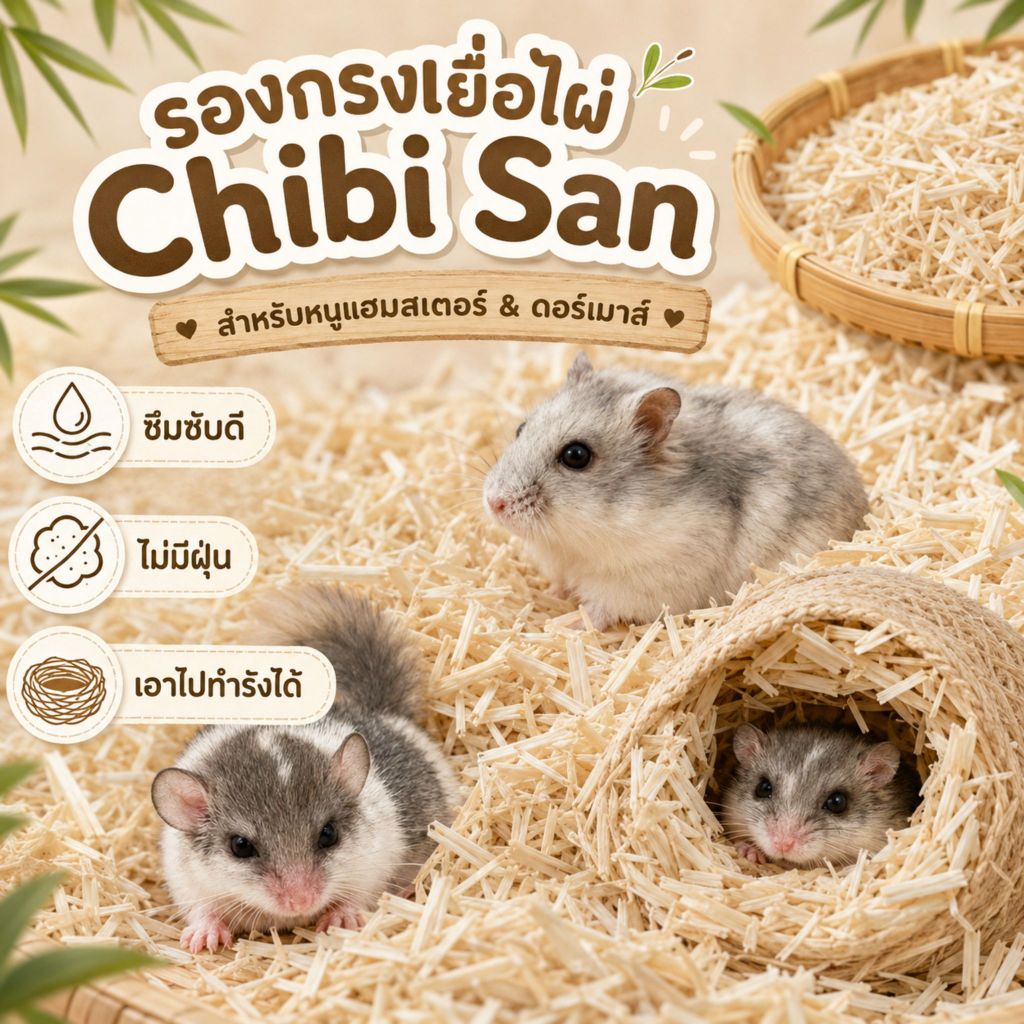 รองกรงเยื่อไผ่ รองกรงหนูแฮมสเตอร์ ดอร์เมาส์ เม่นแคระ กลิ่นหอมธรรมชาติ ไม่มีฝุ่น