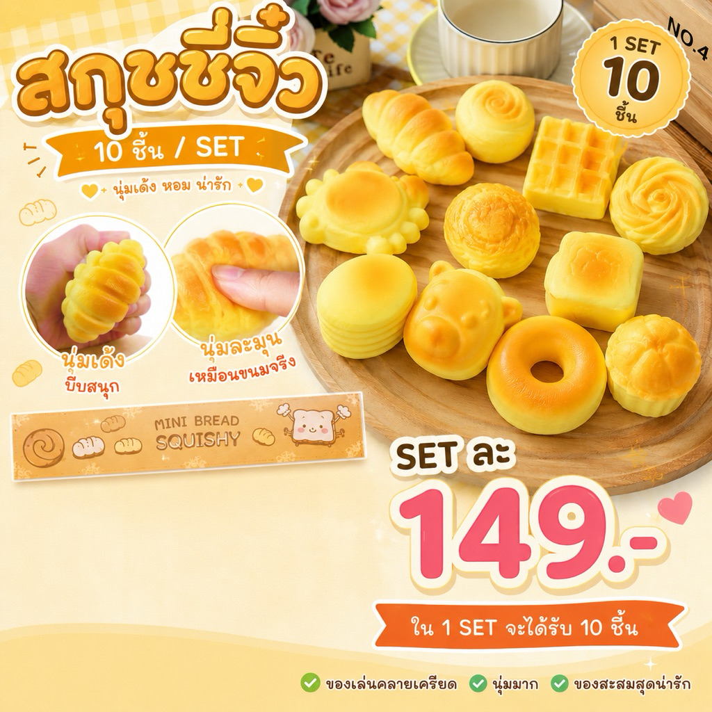 สกุชชี่จิ๋ว มินิ Mini Squishy 🔥ราคาเท🔥ใส่ถุงใส 1ห่อมี10ชิ้น คละแบบอาจมีซ้ำ