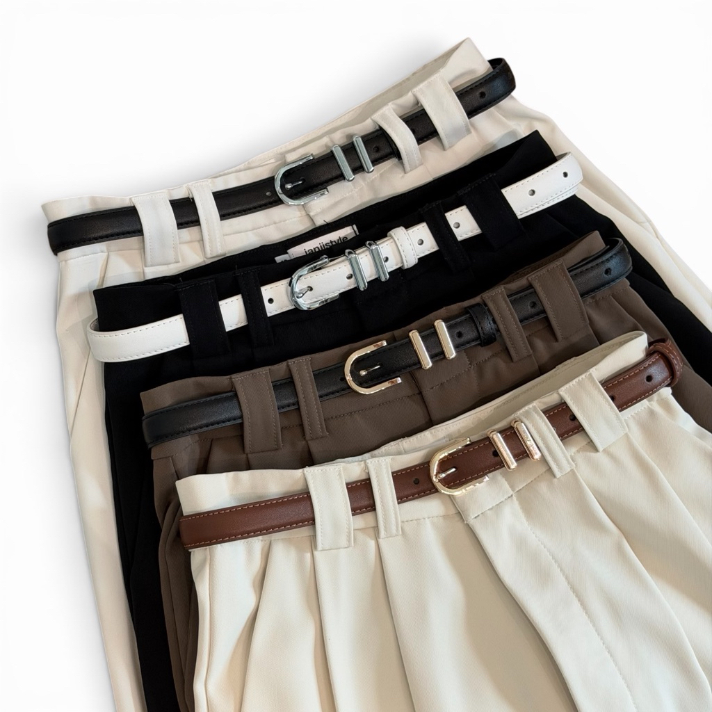 JANJISTYLE - รุ่น Basic Belt เข็มขัดผู้หญิง วัสดุหนังแท้ ไม่ใช่วัสดุ PU หนังมีความคงทนต่อการใช้งาน ขนาด 3.81 x 105 CM