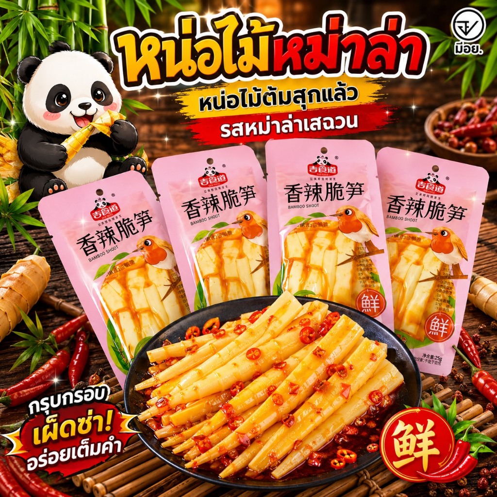 10ซอง ยกลัง หน่อไม้ปรุงรส หน่อไม้รสหม่าล่า ขนาด 25กรัม