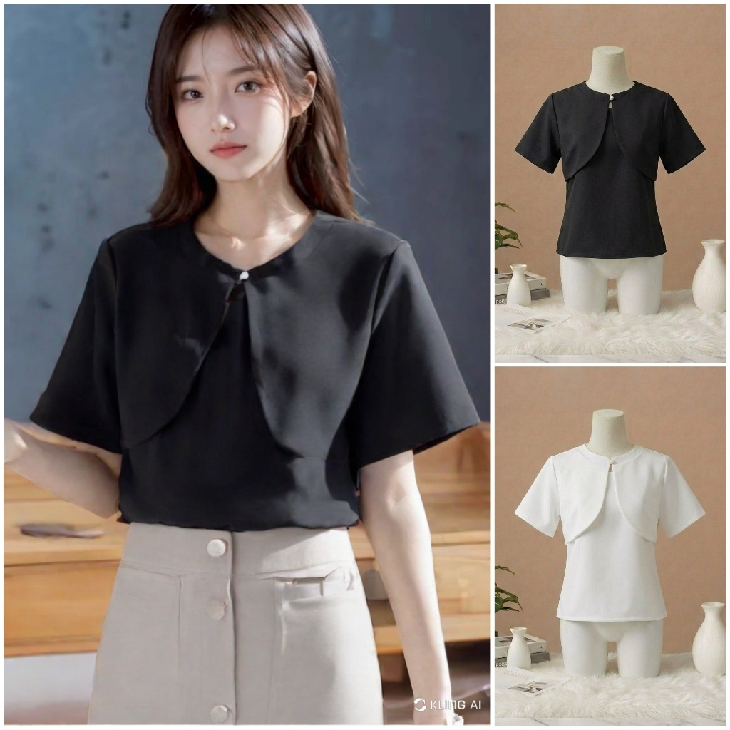 A21 เสื้อทํางานผู้หญิง พร้อมปกผ้าคลุม สไตล์มินิมอล ทรงน่ารักมาก ผ้าสวย มี Texture Easter Egg