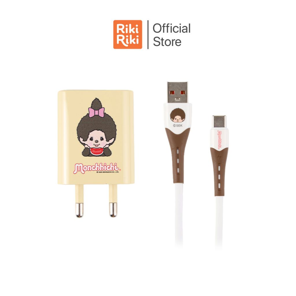 Rikiriki ชุดชาร์จ Adapter พร้อมสาย Type-C Amaze one รุ่น A-MCC006 (25W) ลายม่อนชิชิ สายยาว 1.5 เมตร ชาร์จไว