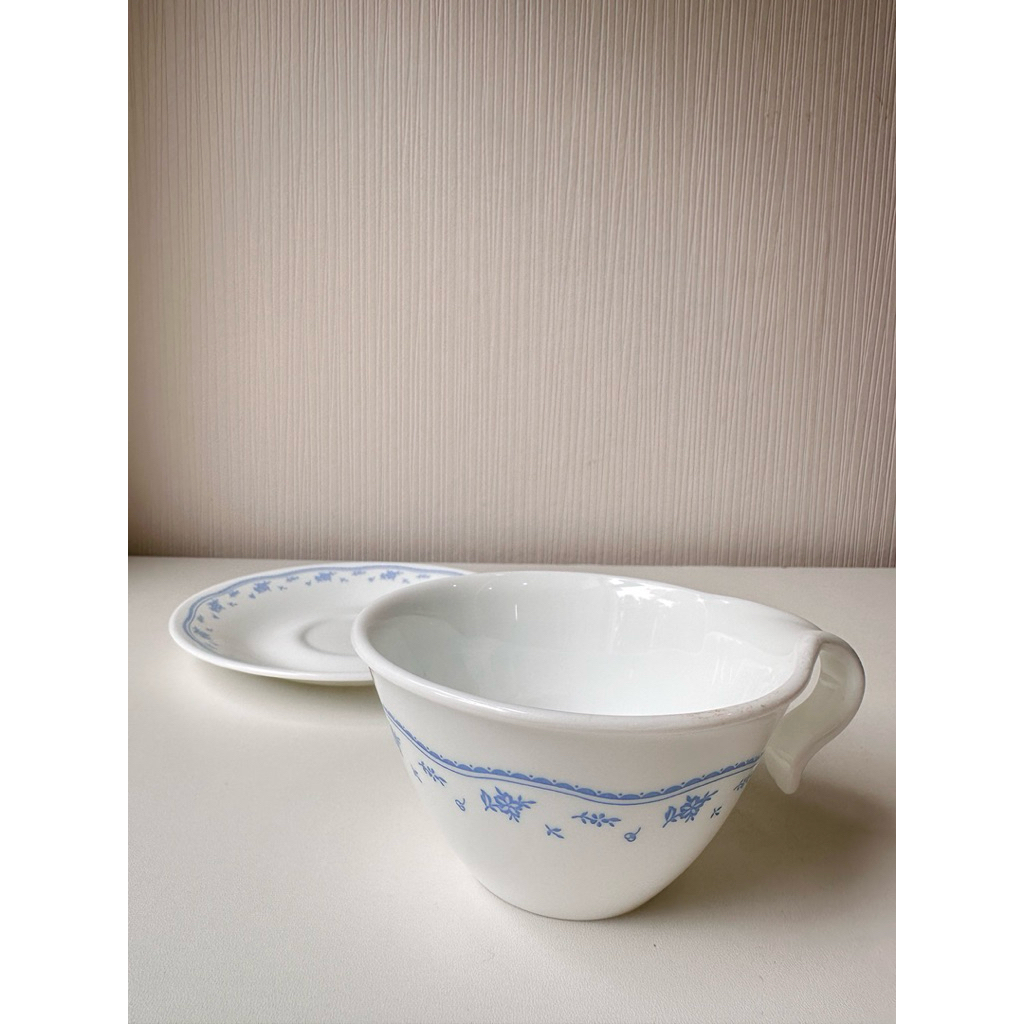 A08 - Corelle - ชุดแก้วกาแฟ ลาย Morning Blue (1 ชุด)