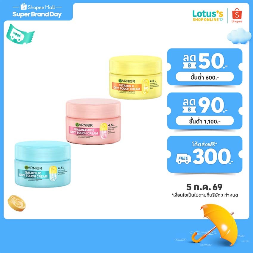 การ์นิเย่ ดราย ทัช ครีม 30 มล. GARNIER DRY TOUCH CREAM 30 ML.