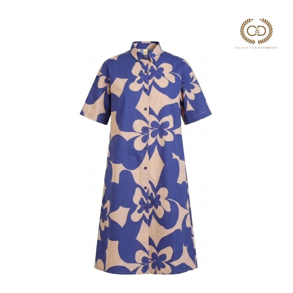 C&D เดรส แขนสั้น สีกรม Dress Blue magnolia CC7ONV