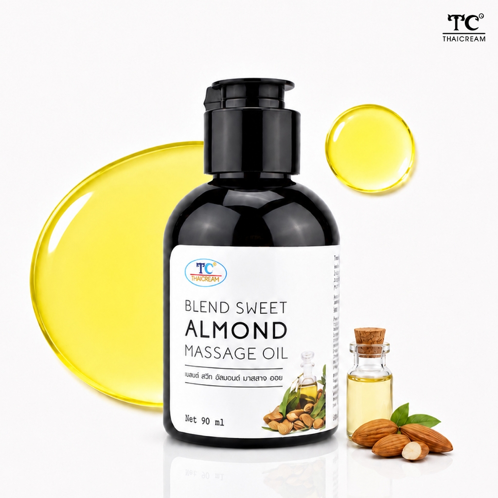 Thaicream นวดอโรม่า น้ำมันนวดตัว น้ำมันสปา น้ำมันอโรม่า ไทยครีม Blend Sweet Almond Massage Oil