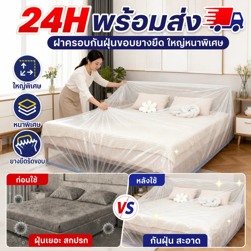 1แถม2 ฝาครอบกันฝุ่นขอบยางยืด/ใหญ่และหนาพิเศษ /เฟอร์นิเจอร์ฝุ่น ผ้าคลุมของใช้ขนาดใหญ่/ผ้าคลุมเฟอร์นิเจอร์รูดปิด