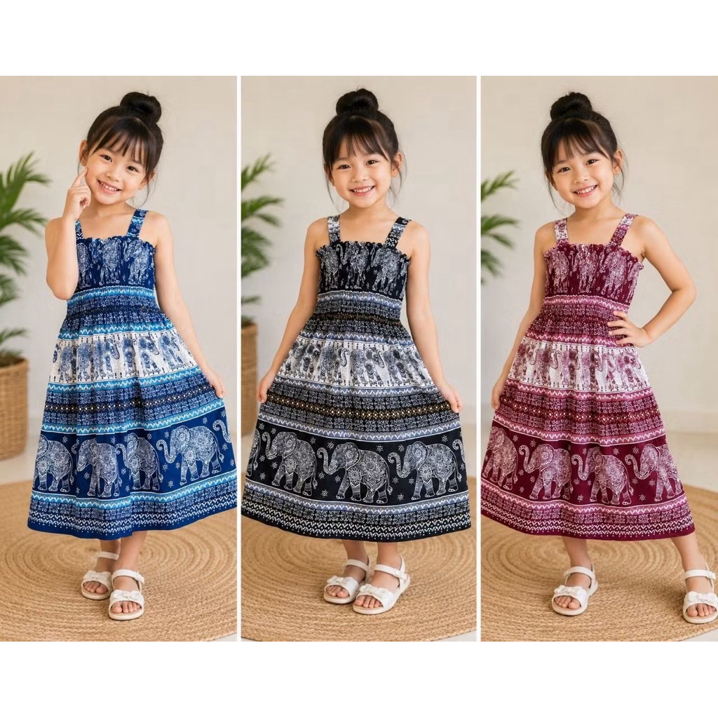ชุดเดรสลายช้างเด็กผู้หญิง size L