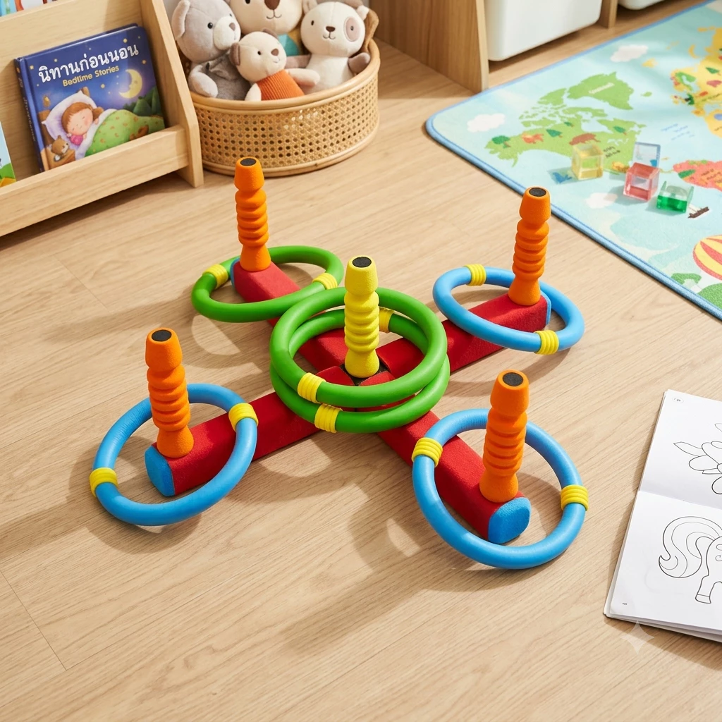 Ring Toss ของเล่นโยนห่วง ของเล่นเด็ก 5 ขวบ+ ยางฟองน้ำ นุ่มนิ่ม ปลอดภัย เสริมพัฒนาการ ของเล่นกลางแจ้ง มี มอก. By Safsof