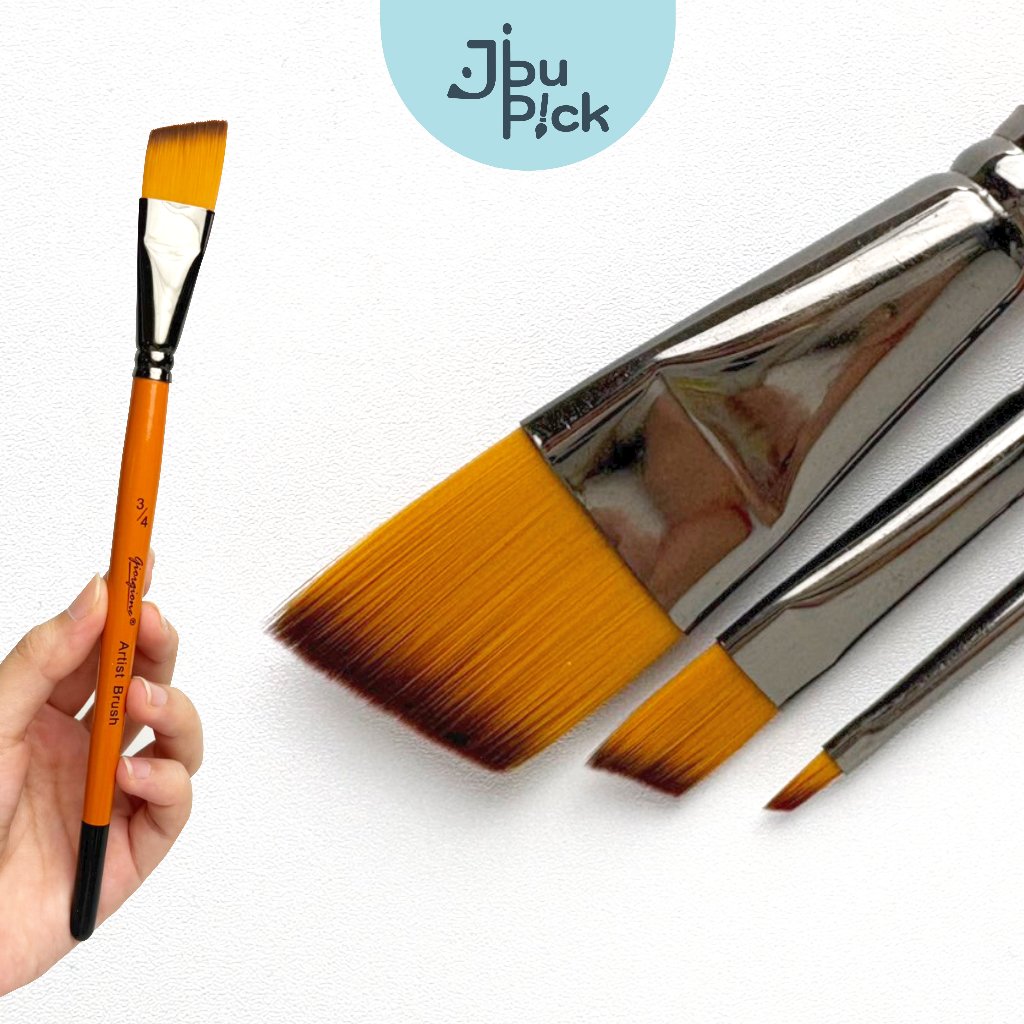 [Jibu’Pick] พู่กันหัวเฉียง ด้ามสั้น สีส้ม ใช้ลงรายละเอียดได้ดี - Giorgione