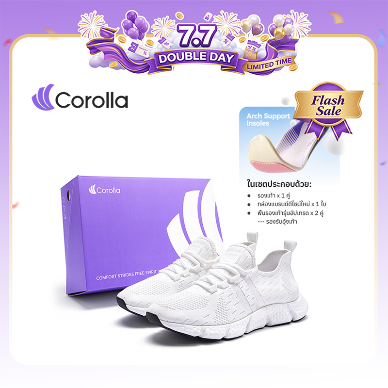 【12.21ใหม่】Corolla ArchFitGo รองเท้าผ้าใบผู้หญิง พื้นรองเท้ารองรับน้ำหนักเท้า นุ่มและน้ำหนักเบา กันลื่นและทนต่อการสึกหรอ