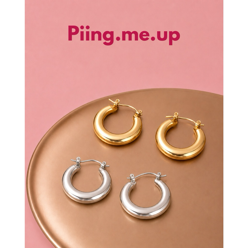 Piing me Stainless Steel Earrings | ต่างหูสแตนเลสแบบห่วง