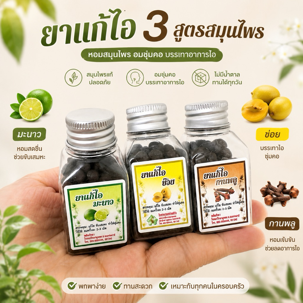 (ได้3กระปุก) เม็ดอม รส มะนาว บ๊วย กานพลู ชุ่มคอ