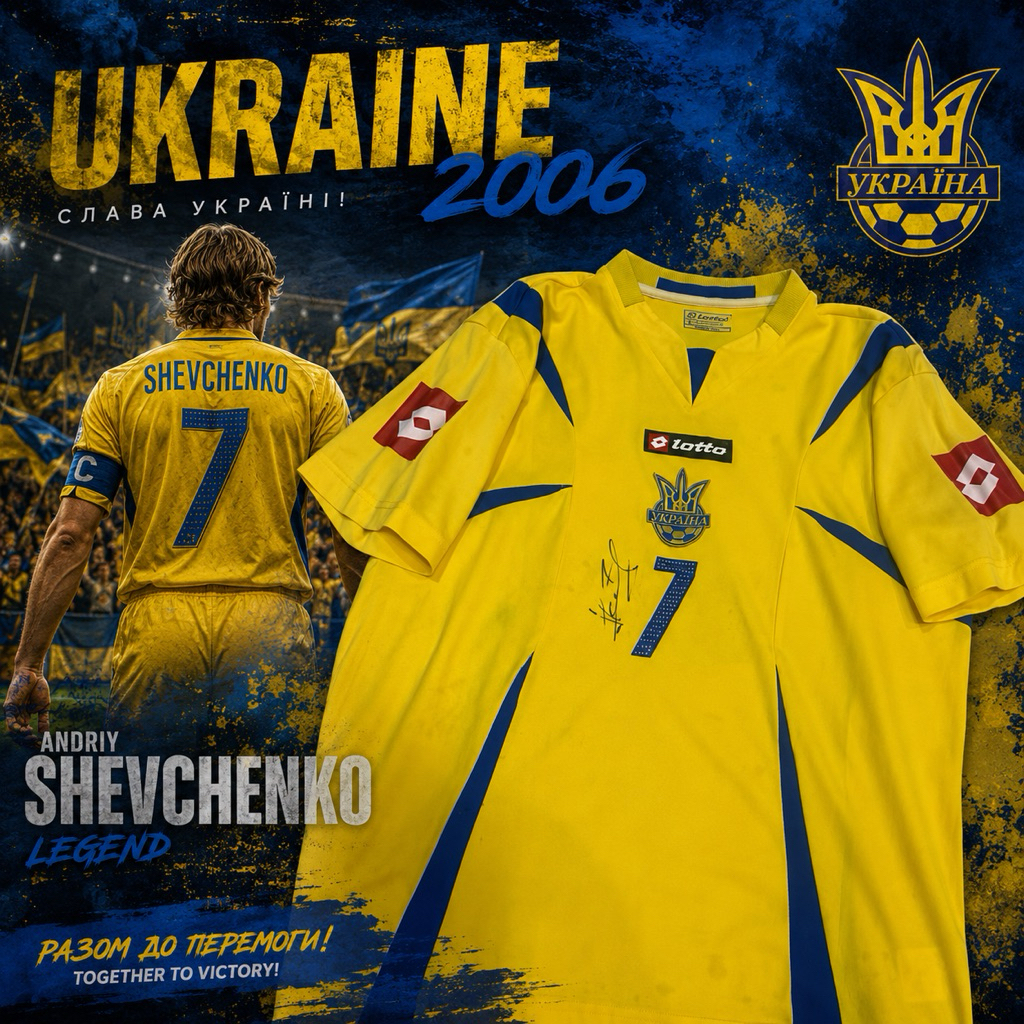 🇺🇦 [Rare]เสื้อ Ukraine 2006🔥 Shevchenko #7 พร้อมลายเซ็น ✍️