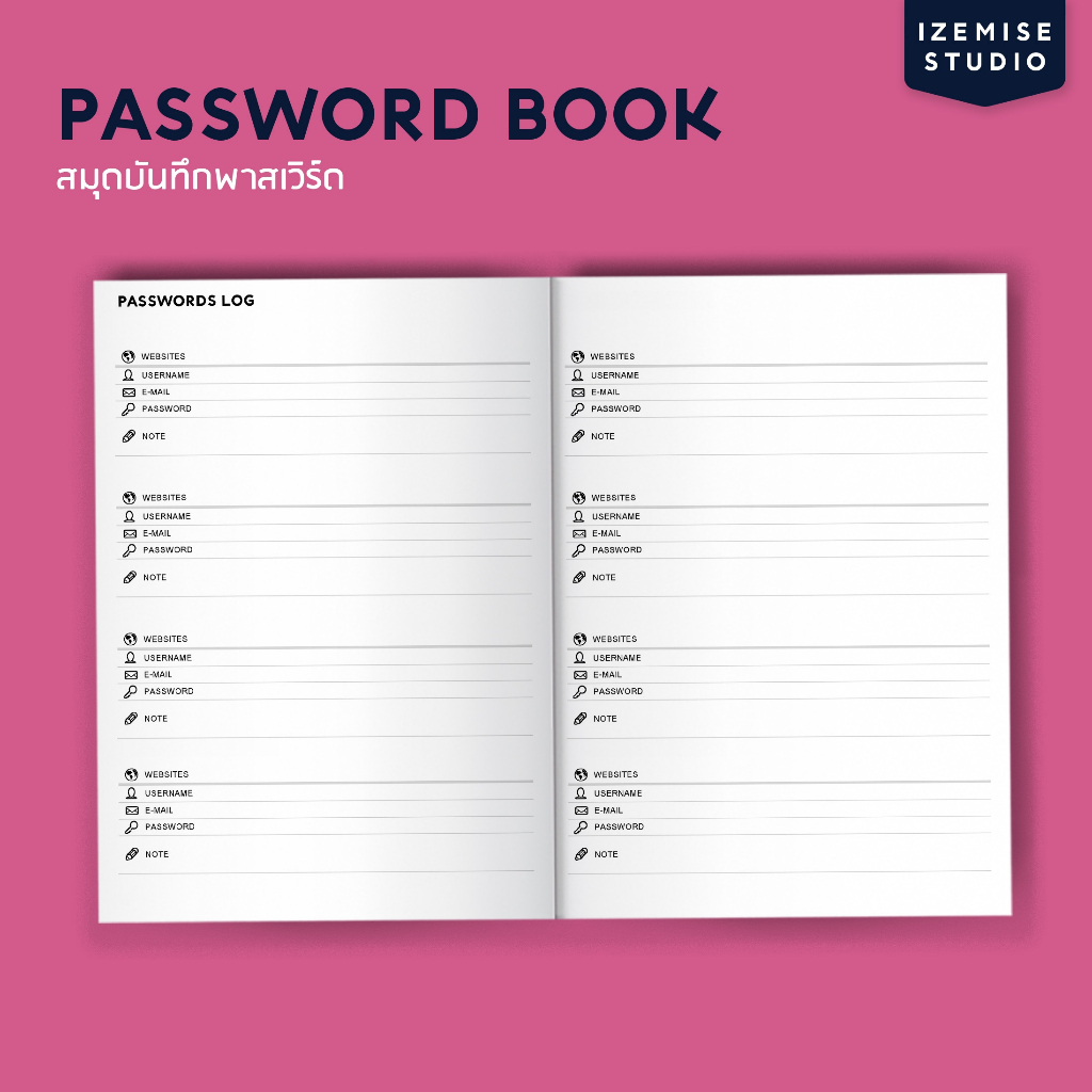 PASSWORD BOOK v1 สมุดจดบันทึกพาสเวิร์ด