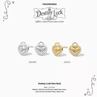 ต่างหู Destiny Lock Pave Stud ก้านเงินแท้ S925 - The Green Box