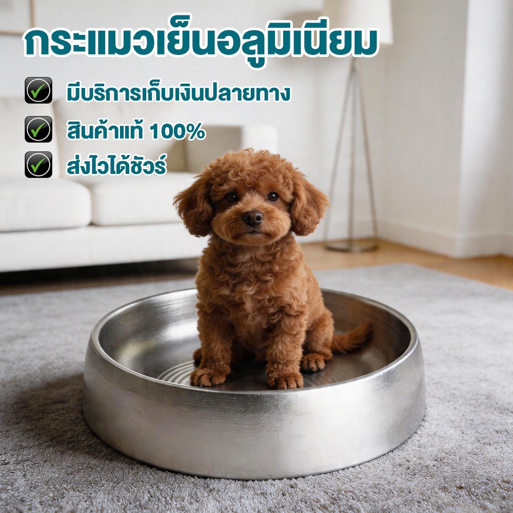 กระทะเย็นอลูมิเนียมสำหรับแมว ที่นอนแมวเย็น กระทะแมวระบายความร้อน ลดอุณหภูมิ ไม่ร้อนตัว สัตว์เลี้ยงใช้ได้