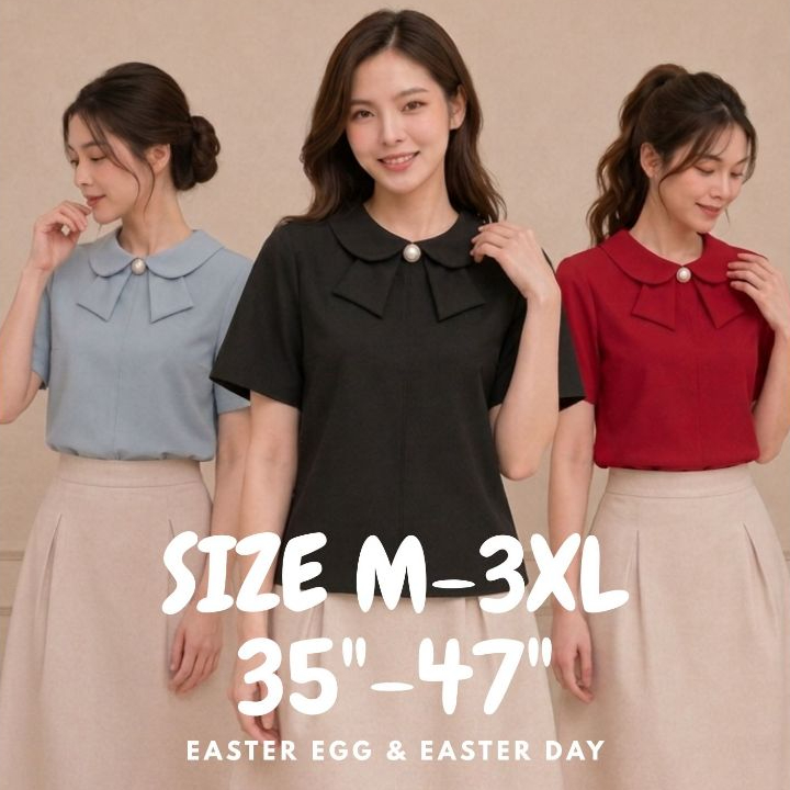 F16 เสื้อทํางานผู้หญิง คอปก แต่งกระดุม แมชสีน่ารัก สวยเก๋ไม่ซ้ำใคร Easter Egg