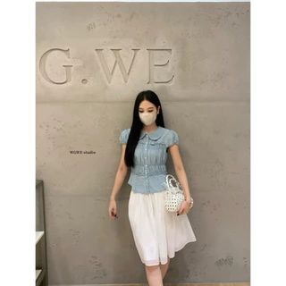 📍พร้อมส่ง📍9952 เสื้อคอบัวแขนสั้น งานกระดุมหน้า เนื้อผ้าดี ทรงสวย TAG:WG.WE🇰🇷