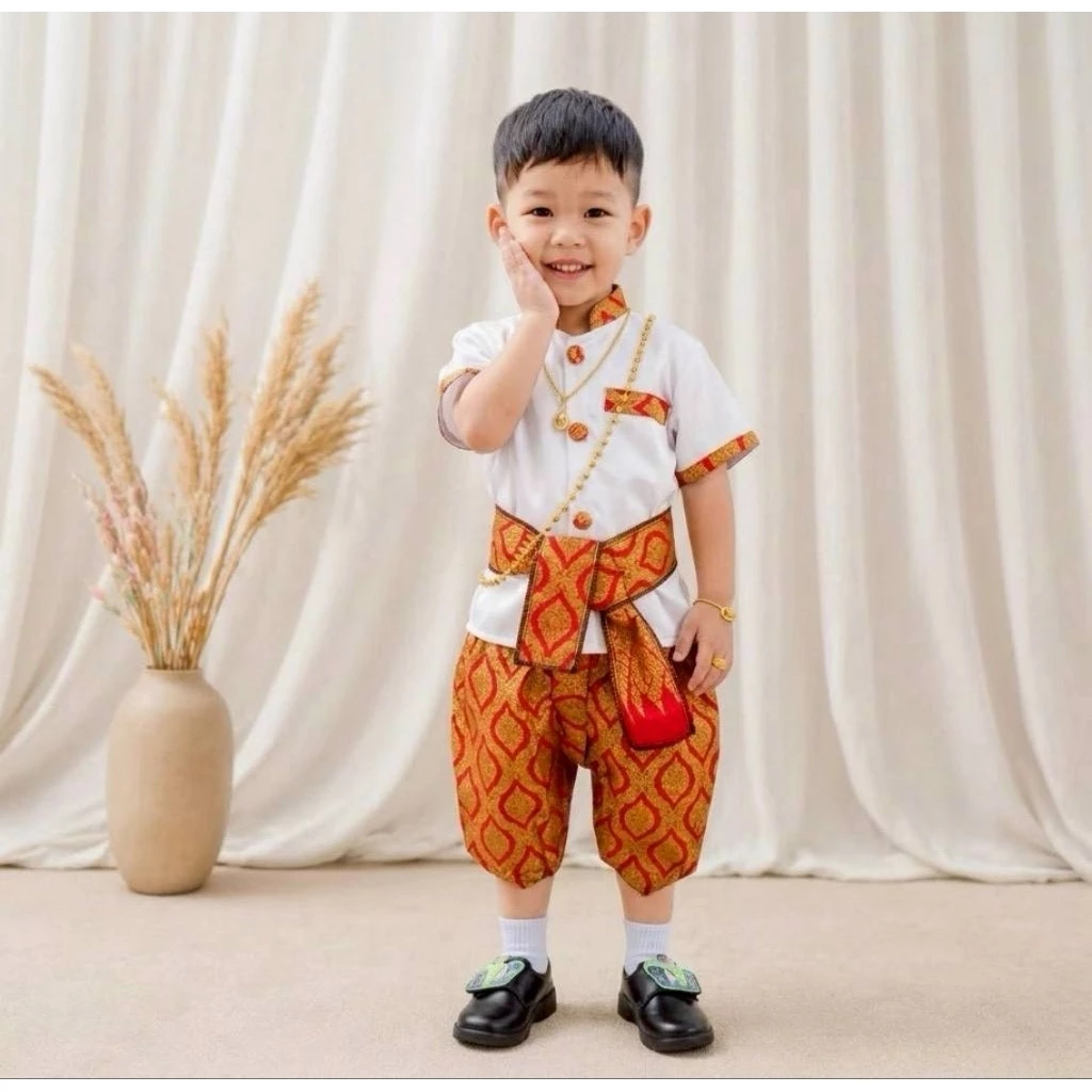 ชุดไทยเด็ก ชุดไทยเด็กชาย พร้อมผ้าคาดเอว หล่อมากกครับ🪴