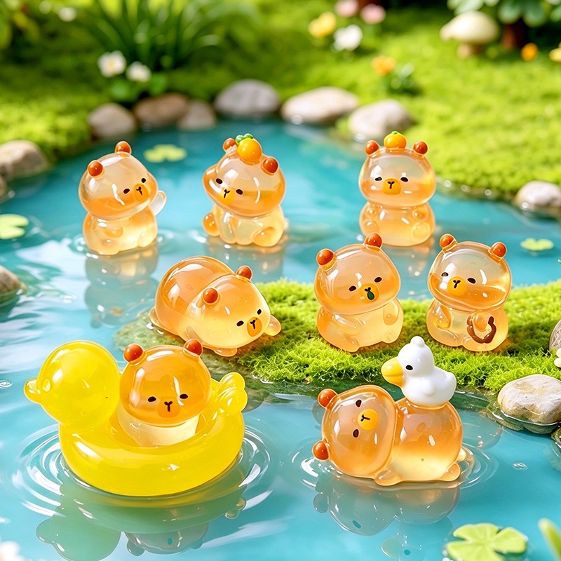 พร้อมส่ง ของตกแต่ง สะสม DIY คาปิจิ๋ว (1 SET 9 ตัว)