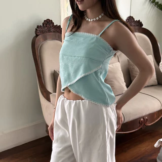 Sistersfabric - Tulip top สายเดี่ยวสายปรับได้ ซิปข้าง ผ้ากัน UV protection