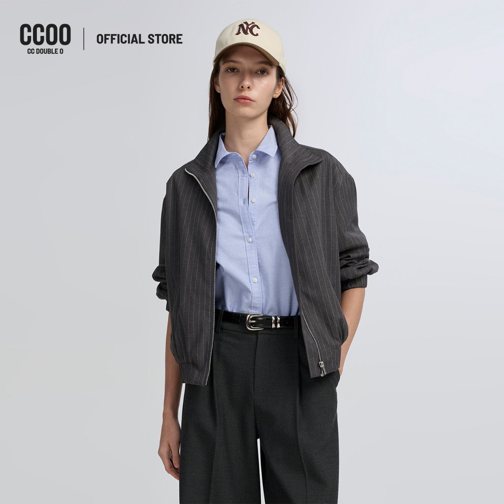 CC DOUBLE O OVERSIZED OXFORD SHIRT ผู้หญิง เสื้อเชิ้ตทรงโอเวอร์ไซส์โลโก้นกซิกเนเจอร์ รุ่น O26WGWA248 (AW26 #A1)