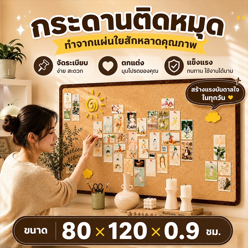 【แถมหัวหมุด】แผ่นสักหลาด 80x120cm กันเสียง ติดหมุด แต่งห้อง ง่าย หนาแน่น ใช้ได้ทุกที่ ออฟฟิศ