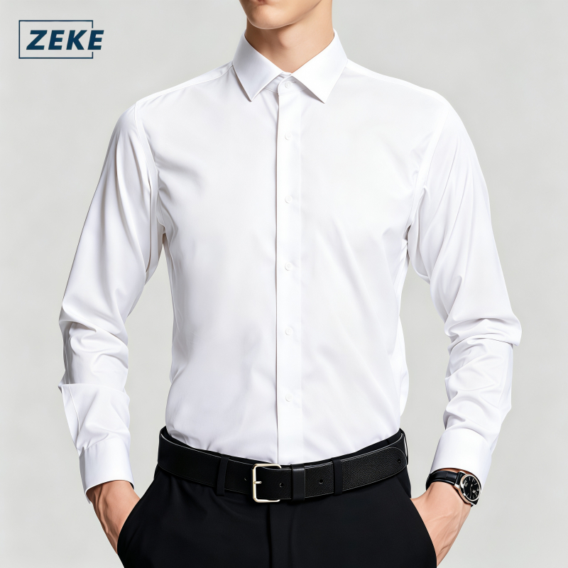 ZEKE A0031 เสื้อโปโล สีขาว สำหรับชาย รุ่นโอเวอร์รัน โครงเรียบ ยาวแขน รุ่นยูนิเซ็กซ์ ขนาด M-3XL