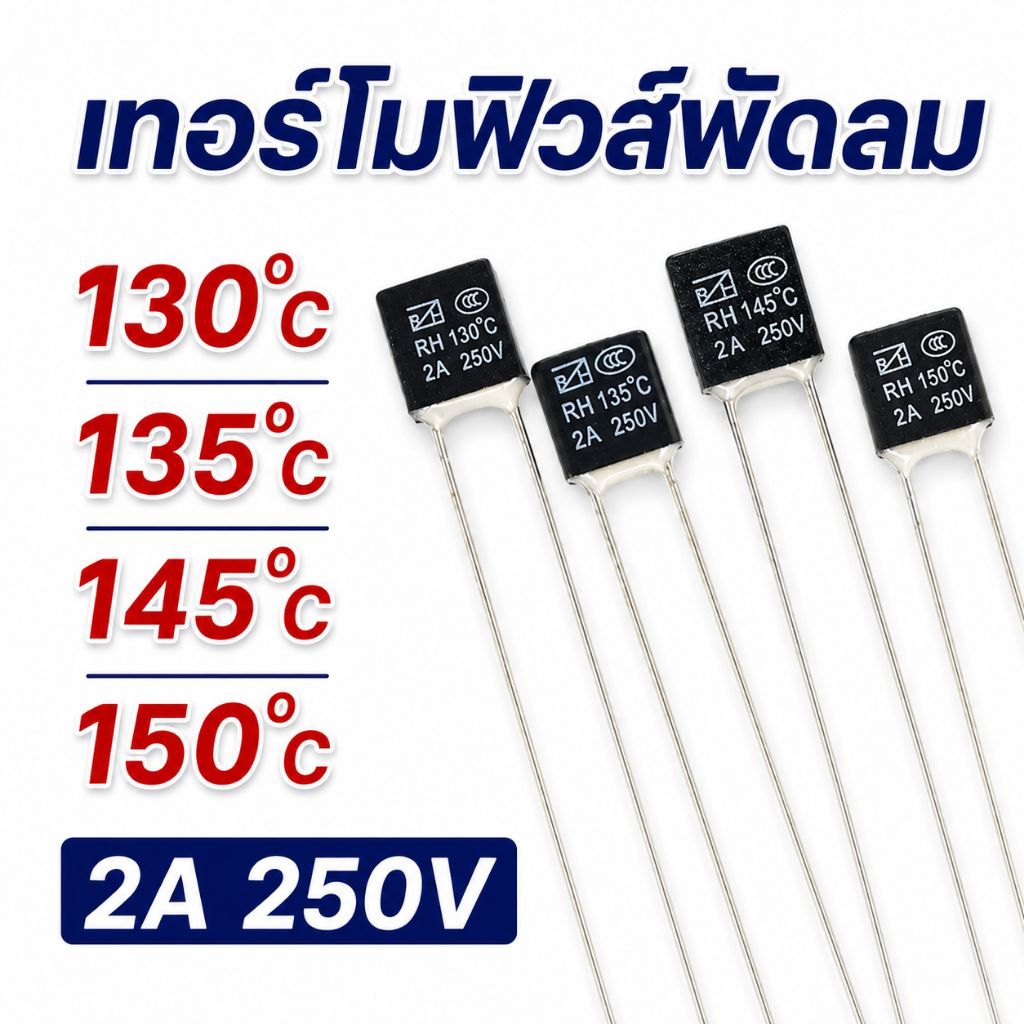 เทอร์โมฟิวส์พัดลม 130°C 135°C 145°C 2A 250V ฟิวส์กันความร้อน อะไหล่พัดลม Hatari Mitsubishi