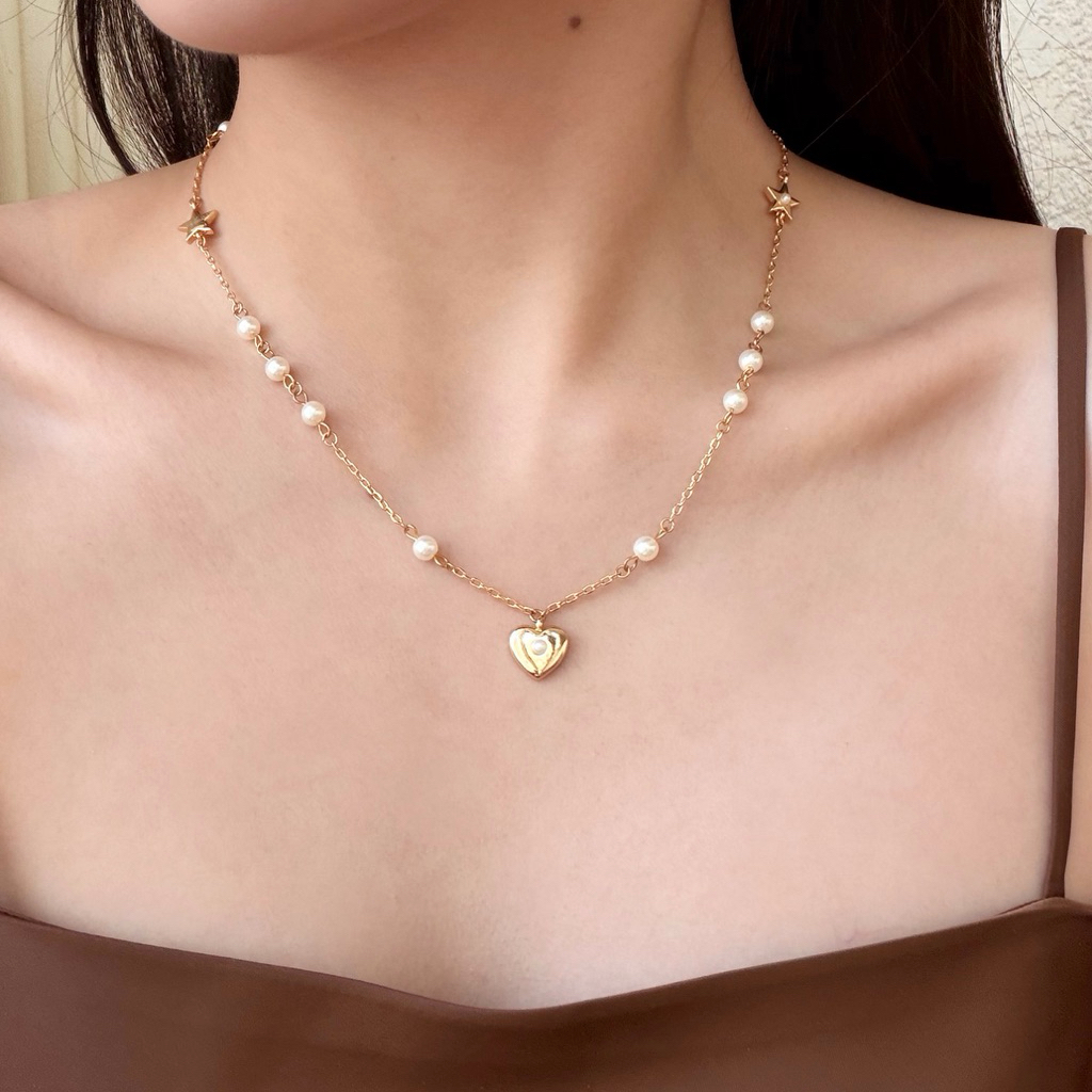 Socrush.bkk | CRUSH LOVE necklace | SN-104 | สร้อยคอ หัวใจ ดาว มุก