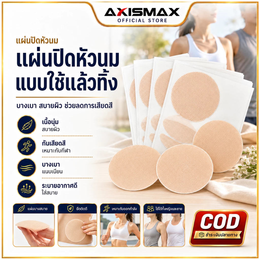 COD AXISAMAX DIY แผ่นปิดหน้าอกผู้ชาย TPU มินิ บางพิเศษ กันน้ำ ติดแน่น ระบายอากาศดี มองไม่เห็น ไม่ระคายเคือง ใส่สบาย