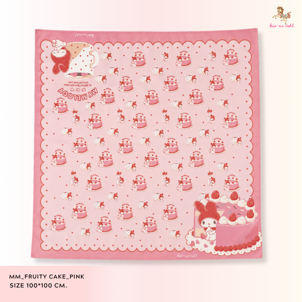 Kiss Me Doll  ผ้าพันคอ/ผ้าคลุมไหล่ Sanrio ลาย Hello Kitty และ my melody ขนาด 100*100 CM.